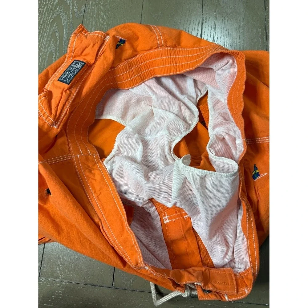 Polo Ralph Lauren Mens Swim‎ Shorts XL Orange Lined  Embroidered Flags